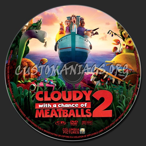 Cloudy With A Chance Of Meatballs 2 dvd label