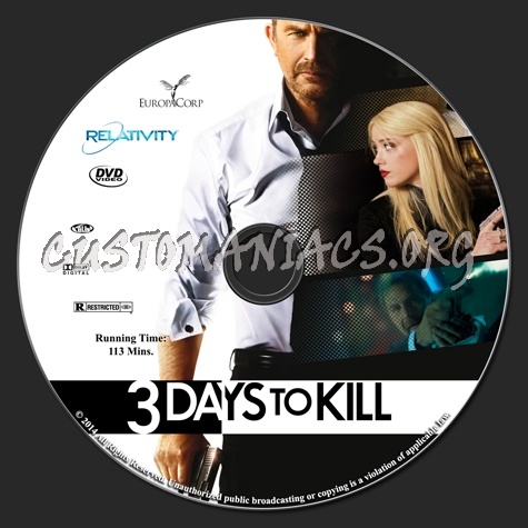 3 Days To Kill dvd label