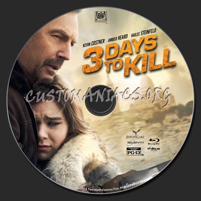 3 Days To Kill blu-ray label