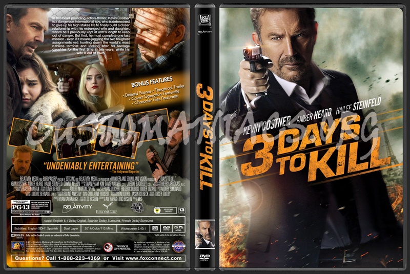 3 Days To Kill dvd cover