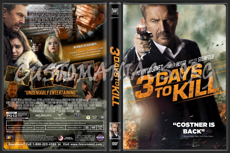 3 Days To Kill dvd cover