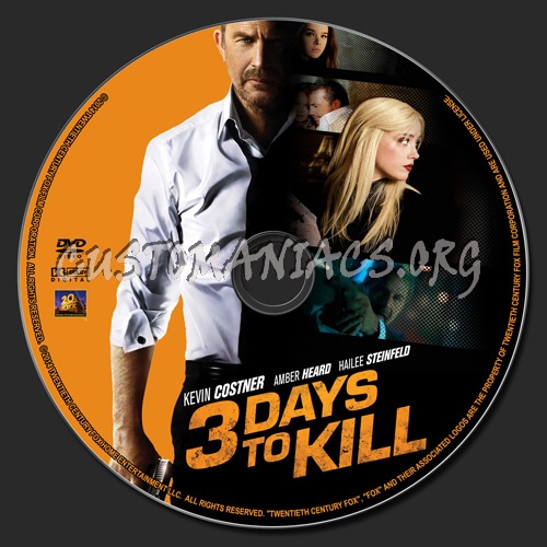 3 Days To Kill dvd label