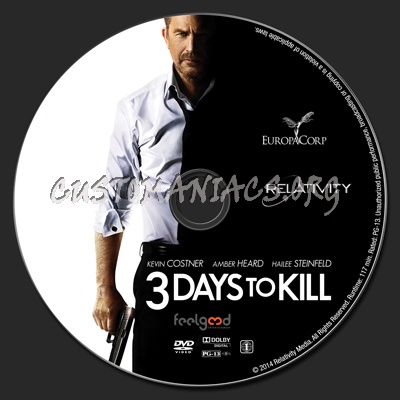 3 Days to Kill dvd label