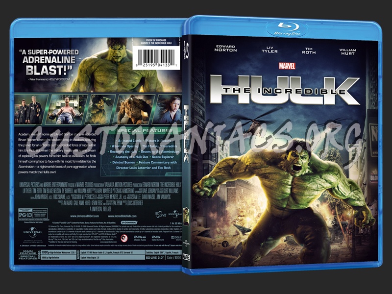 The Incredible Hulk blu-ray cover