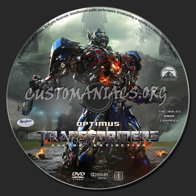 Transformers: Age of Extinction dvd label