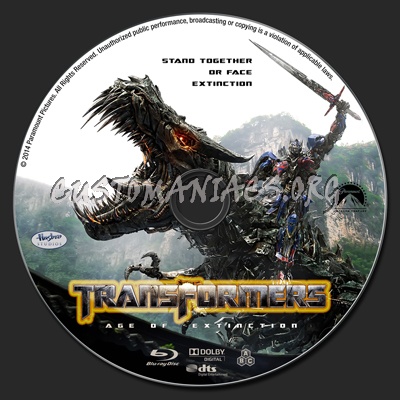 Transformers: Age of Extinction blu-ray label