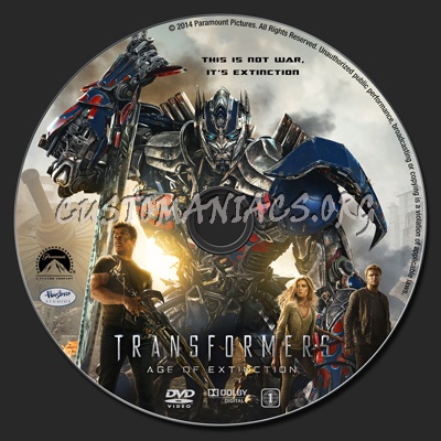 Transformers: Age of Extinction dvd label