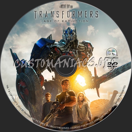 Transformers Age of Extinction dvd label