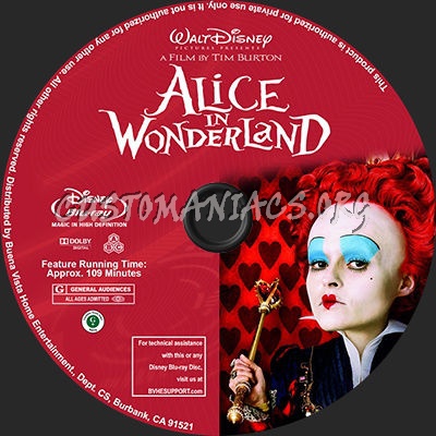 Alice in Wonderland blu-ray label