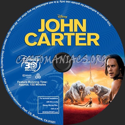 John Carter 3D blu-ray label