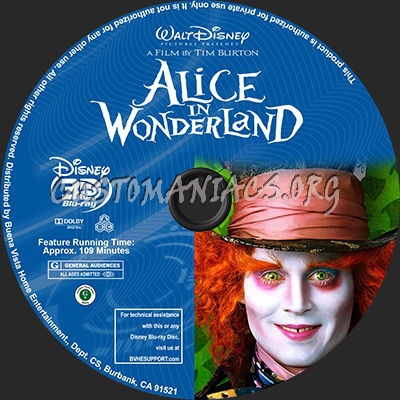 Alice in Wonderland 3D blu-ray label