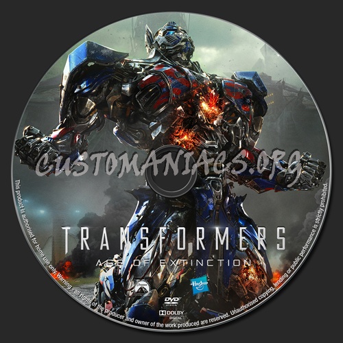 Transformers Age Of Extinction dvd label