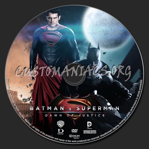 Batman v Superman Dawn Of Justice dvd label