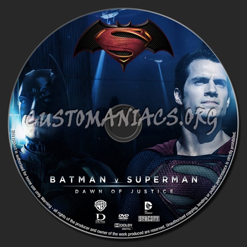 Batman v Superman Dawn Of Justice dvd label