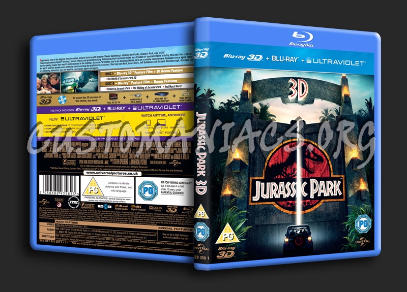 Jurassic Park 3D blu-ray cover
