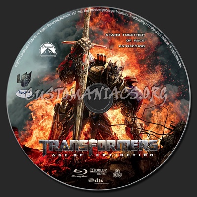 Transformers: Age of Extinction blu-ray label