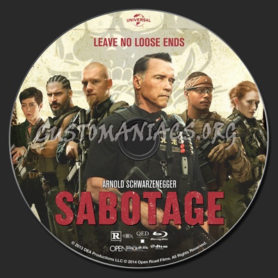 Sabotage (2014) blu-ray label