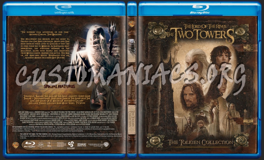 The Lord of the Rings The Two Towers blu-ray cover