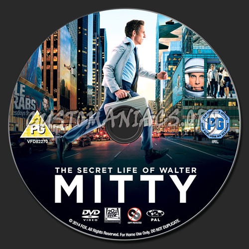 The Secret Life of Walter Mitty dvd label