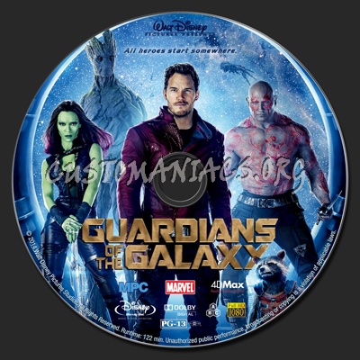 Guardians of the Galaxy blu-ray label