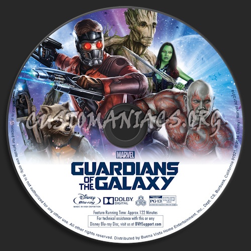 Guardians of the Galaxy blu-ray label