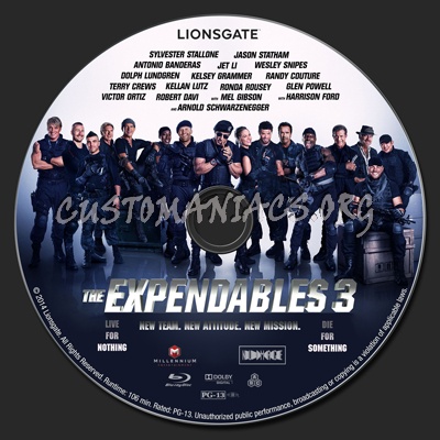 The Expendables 3 blu-ray label