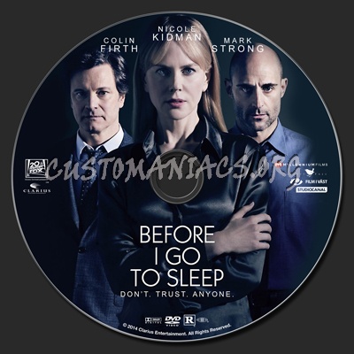 Before I Go To Sleep dvd label