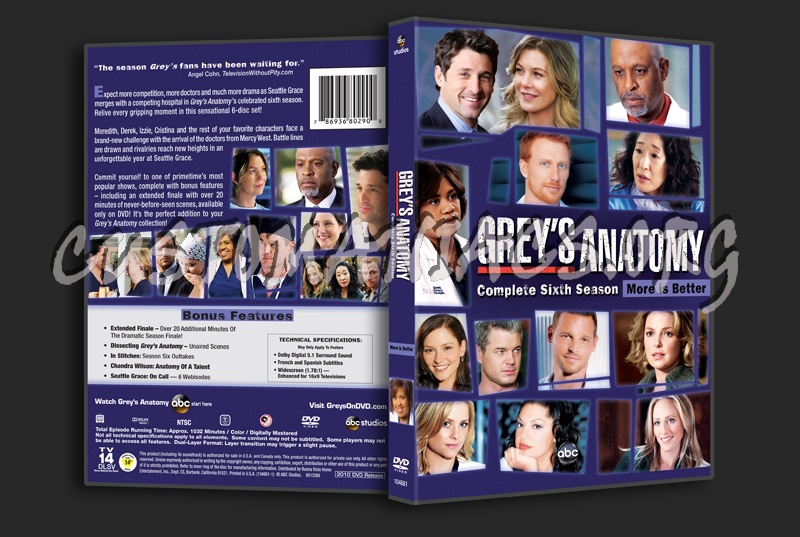 Grey's Anatomy Season 6 dvd cover