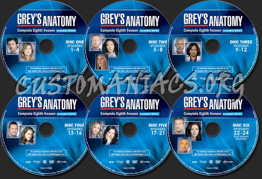 Grey's Anatomy Season 8 dvd label
