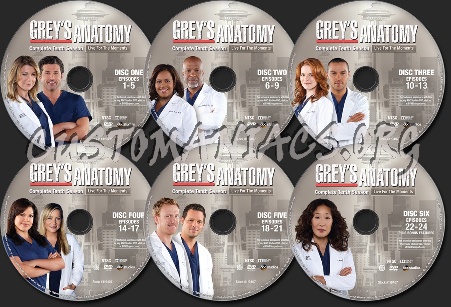 Grey's Anatomy Season 10 dvd label