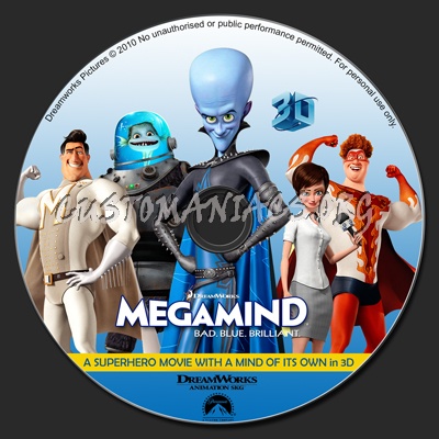 Megamind 3D blu-ray label