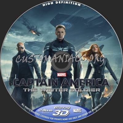 Captain America: The Winter Soldier (2D+3D) blu-ray label