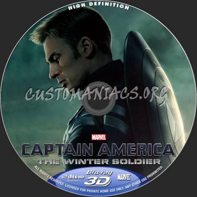 Captain America: The Winter Soldier (2D+3D) blu-ray label