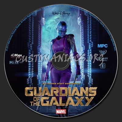 Guardians of the Galaxy dvd label