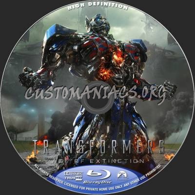 Transformers: Age Of Extinction (2D+3D) blu-ray label