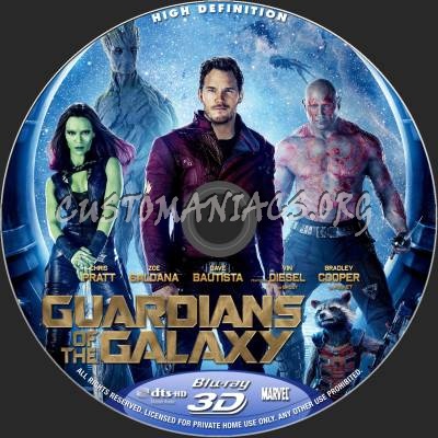 Guardians Of The Galaxy (2D+3D) blu-ray label