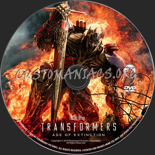 Transformers Age of Extinction dvd label