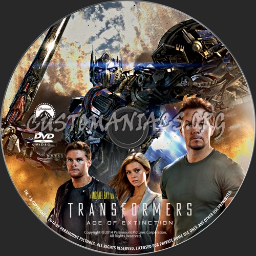 Transformers Age of Extinction dvd label