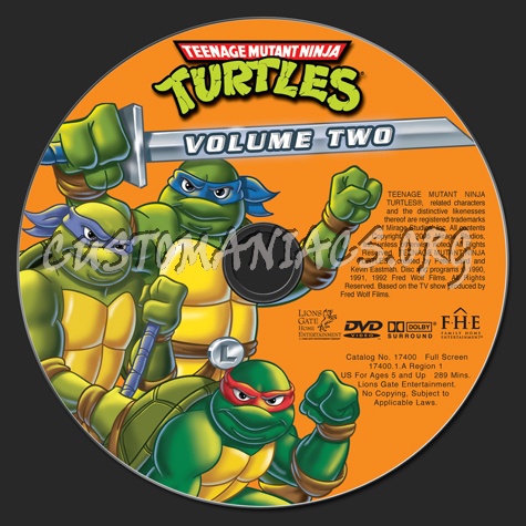 Teenage Mutant Ninja Turtles Volume 2 dvd label