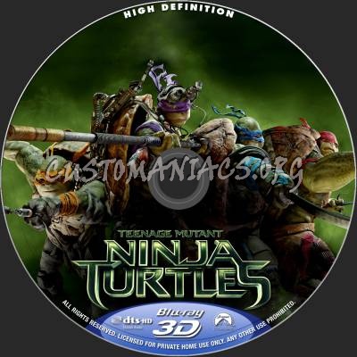 Teenage Mutant Ninja Turtles (2D+3D) blu-ray label