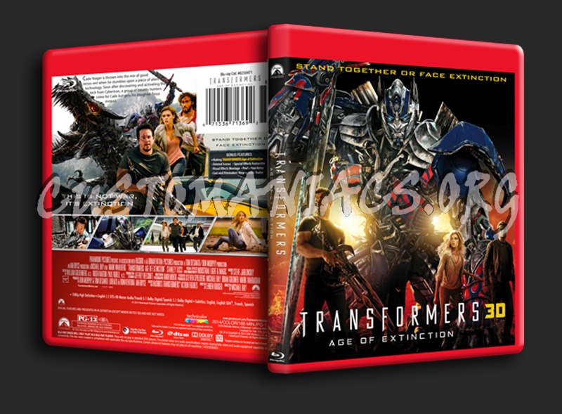 Transformers Age of Extinction 3D blu-ray cover