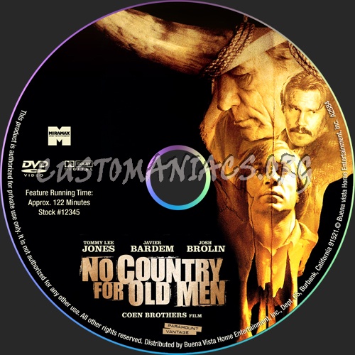 No Country for Old Men dvd label