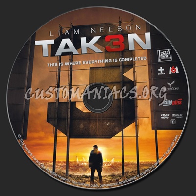 Tak3n (aka: Taken 3) dvd label