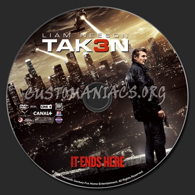Taken 3 (aka TAK3N) dvd label