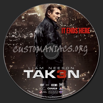 Taken 3 (aka TAK3N) dvd label