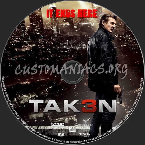 Taken 3 dvd label