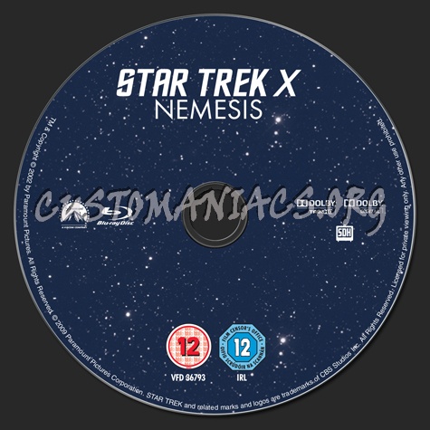Star Trek X Nemesis blu-ray label