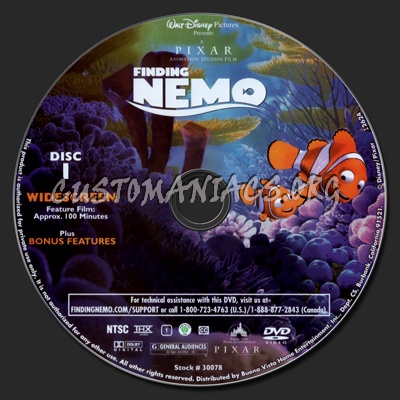 Finding Nemo dvd label