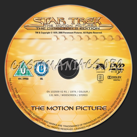Star Trek The Motion Picture dvd label