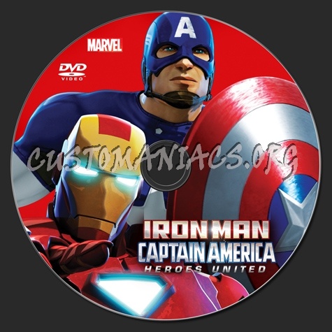 Iron Man & Captain America Heroes United dvd label